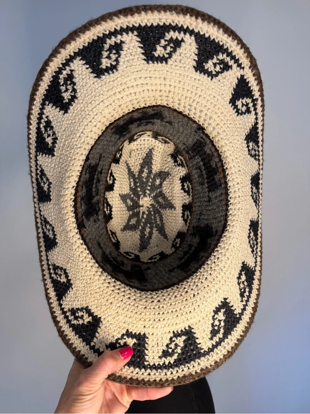 Vintage Peruvian Alpaca Wool Handwoven Cowboy Hat Boho Western 23”